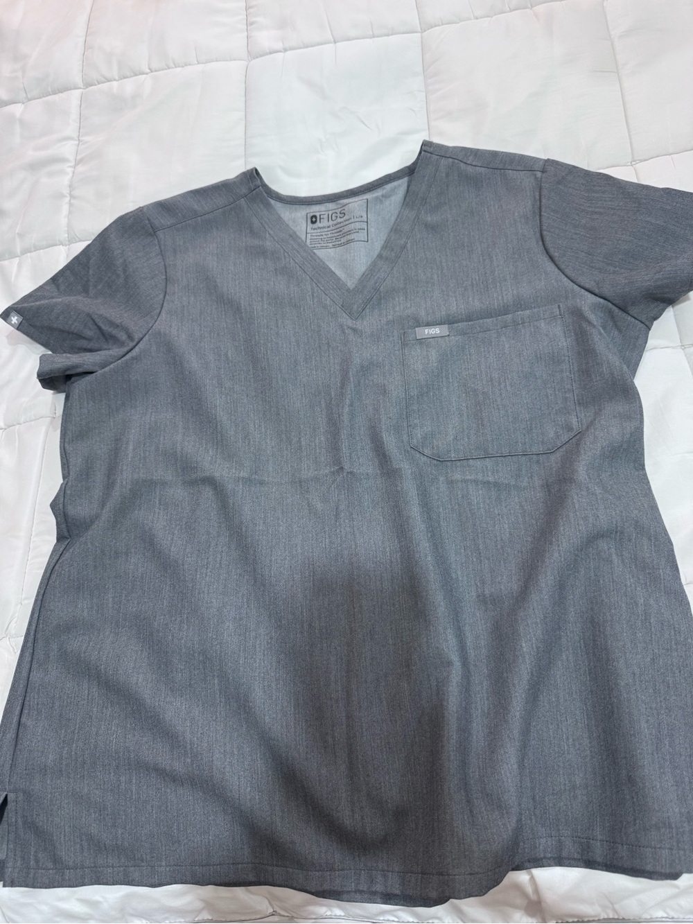 Figs Women's Gray V-Neck Scrub Top